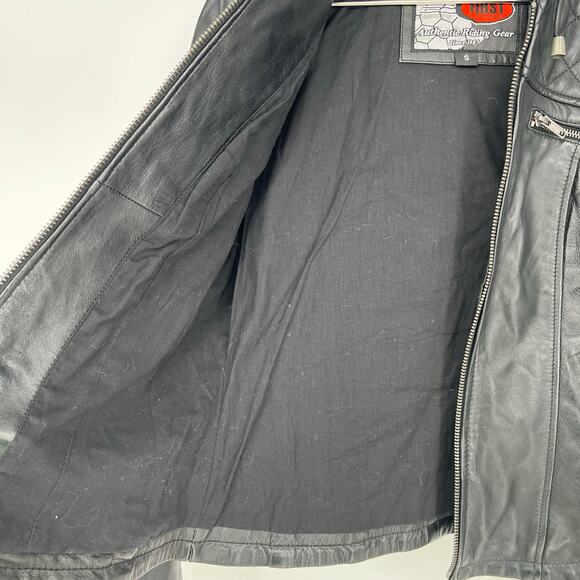 First Classics Black Leather Quilted Hooded Biker Jacket - Picture 9 of 10